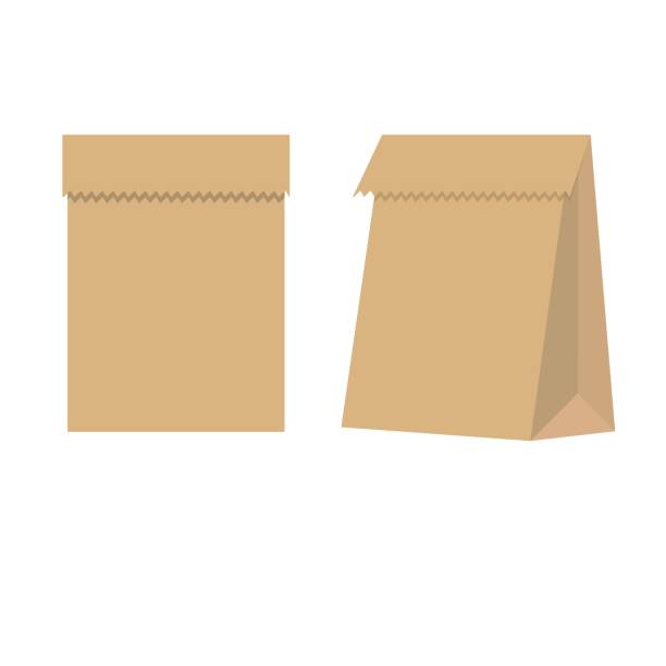 茶色の紙の袋をリサイクルします。ベクトル - 紙袋　白点のイラスト素材／クリップアート素材／マンガ素材／アイコン素材