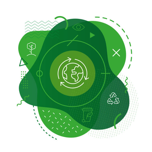 ilustraciones, imágenes clip art, dibujos animados e iconos de stock de icono de la tierra de reciclaje sobre el fondo moderno - sustainability
