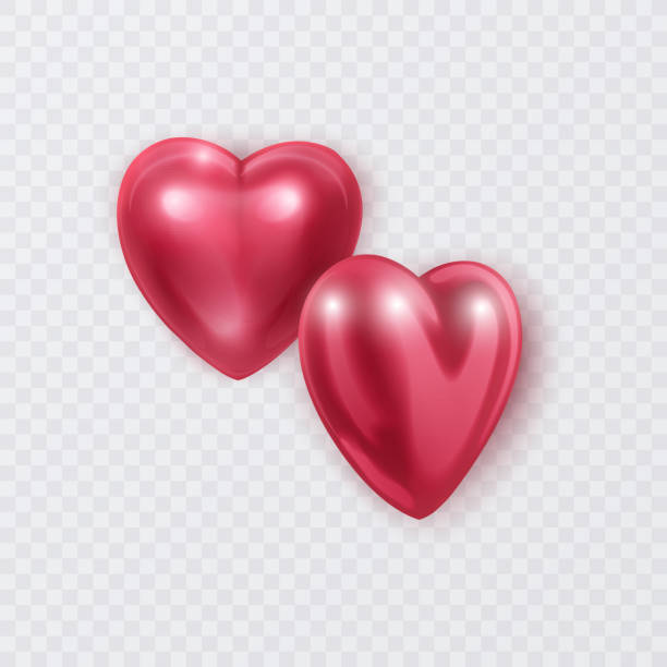 ilustrações, clipart, desenhos animados e ícones de vermelho 3d corações de cor rosa símbolo de amor dia dos namorados, feliz celebração romântica saudação decoração realista coração isoleted em ilustração vetorial de fundo branco - namorados
