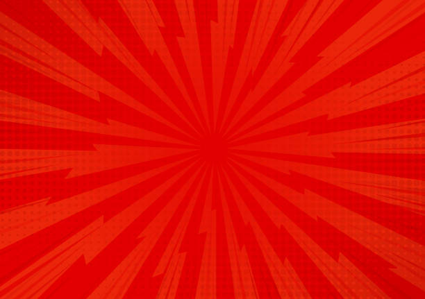 赤の抽象的なコミック漫画日光背景。ベクトル イラスト デザイン。 - 赤点のイラスト素材／クリップアート素材／マンガ素材／アイコン素材