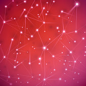 Red and pink network connections abstract background vector illustration