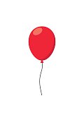 istock Red air Balloon flat style carnival happy surprise helium string 564578556