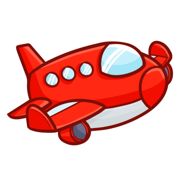 red airplane in cartoon style Cute and funny red airplane in cartoon style drawing of fighter planes stock illustrations