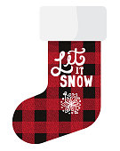 Vector illustration template of a Holiday sock with checked pattern. Fully editable. Royalty free clip art. Customize with your own text.