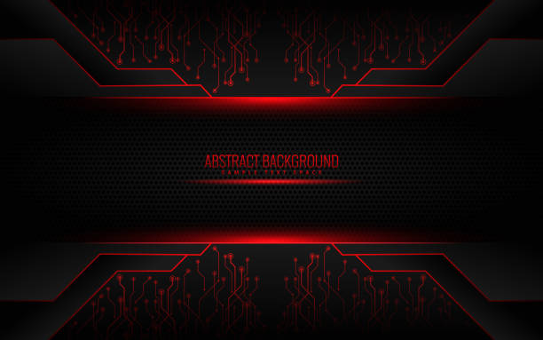 Red and black tech corporate background Red and black tech corporate background. Vector design - Vector connection borders stock illustrations
