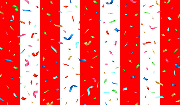 赤と白の背景紙吹雪 - 初詣点のイラスト素材／クリップアート素材／マンガ素材／アイコン素材