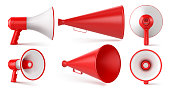 istock Red and White Megaphone Isolated on White Background. Vector illustration 1316621407