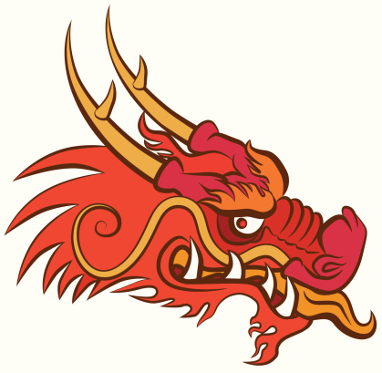 Red angry dragon head