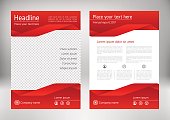 istock Red annual report brochure design template. Business flyer, leaflet. 664548190