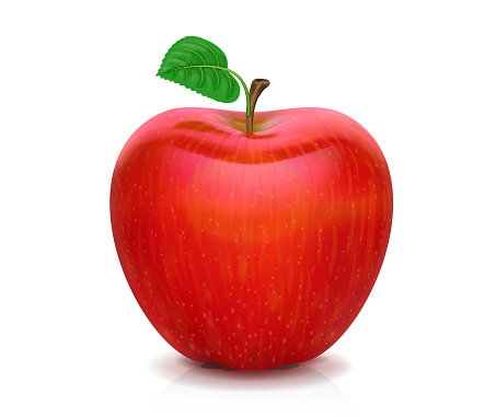 Illustration of a Red apple isolated on white background,