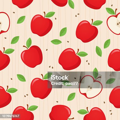 istock Red Apples vector seamless pattern. 1309476147