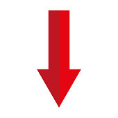 istock Red arrow down icon. Direction cursor sign. Navigation concept. Realistic design. Vector illustration. Stock image. 1362875627