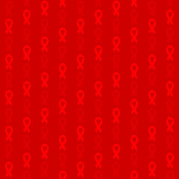 ilustraciones, imágenes clip art, dibujos animados e iconos de stock de red awareness ribbon patrón sin costuras para el día mundial del sida - 1 de diciembre. - world aids day