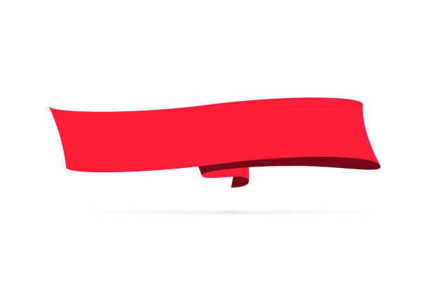 빨간색 배너 - 흰색 배경의 디자인 요소 - 플래카드 stock illustrations