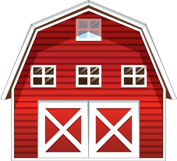 Red barn house Red barn house on a white background concrete clipart stock illustrations