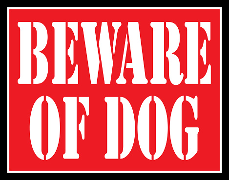 Red Beware Of Dog Sign