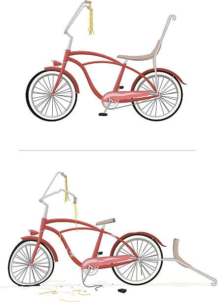 red bike new and old vector art illustration