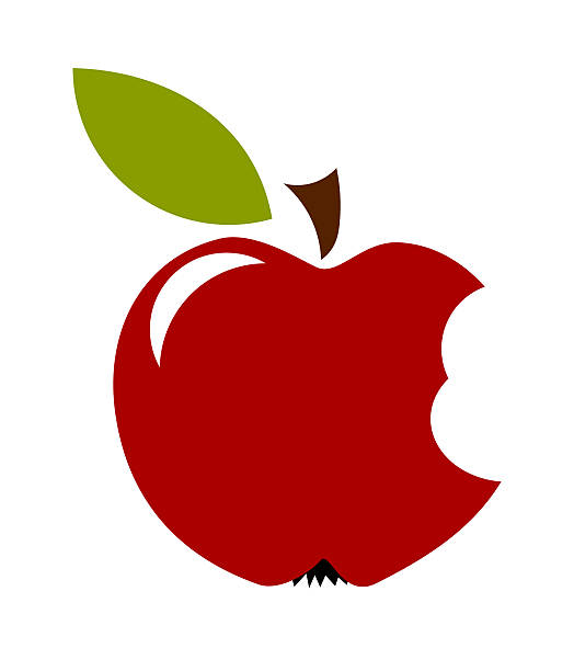 pomme rouge croquée vectoriels et illustrations libres de