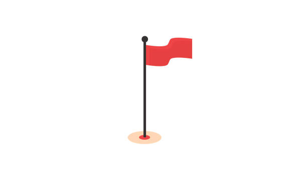 Red Blank Flag Icon vector art illustration