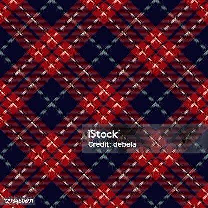 istock Red Blue Argyle Scottish Tartan Plaid Textile Pattern 1293460691