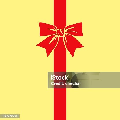 istock Red bow to decorate a gift or birthday greetings. Decor for postcards for New Year or Christmas. 1365195871