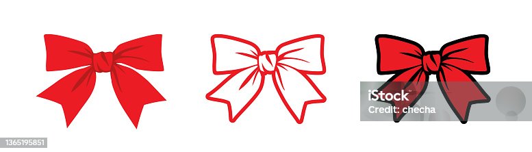 istock Red bow to decorate a gift or birthday greetings. 1365195851
