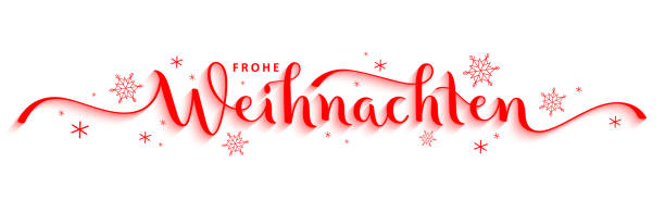 frohe weihnachten красная кисть каллиграфическая баннерная открытка (с рождеством на немецком языке) - weihnachten stock illustrations