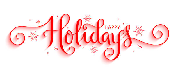 happy holidays kırmızı fırça kaligrafi afiş - happy holidays stock illustrations