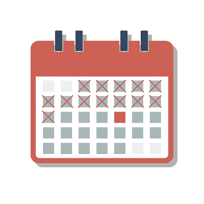 Red Calendar Grid With Cross Marked Days Countdown Days Concept Stock Illustration - Download Image Now - iStock