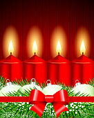Holiday Greeting Card. Advent Candle Composition.