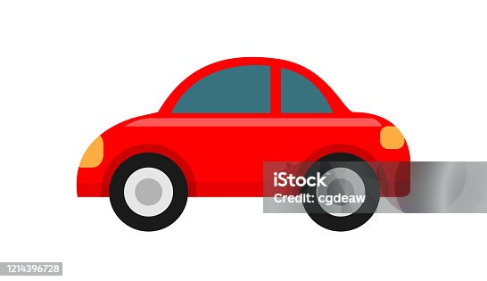 istock red car icon isolated on white background, clip art car red cute, illustration car flat simple for infographic design, car shape concept for children learning 1214396728