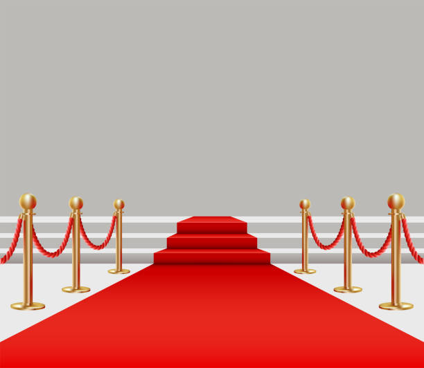 ilustrações de stock, clip art, desenhos animados e ícones de red carpet. golden fencing and red carpet - ropes backstage theater