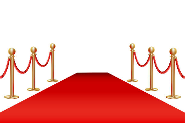 ilustrações de stock, clip art, desenhos animados e ícones de red carpet. golden fencing and red carpet - ropes backstage theater