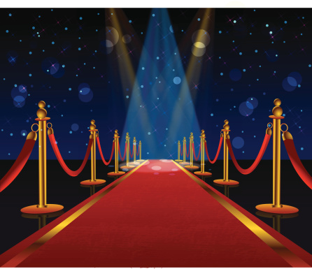 A red carpet is stretching into the distance 