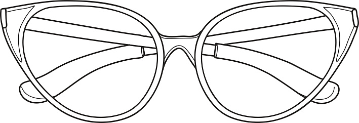 Red Cat Eye Sunglasses Hand Drawn Line Art Vector Illustration Stock ...