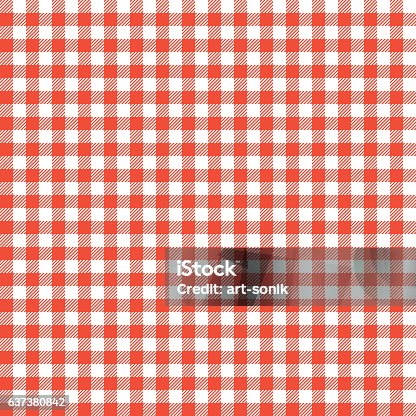 istock Red checkered tablecloths patterns. 637380842