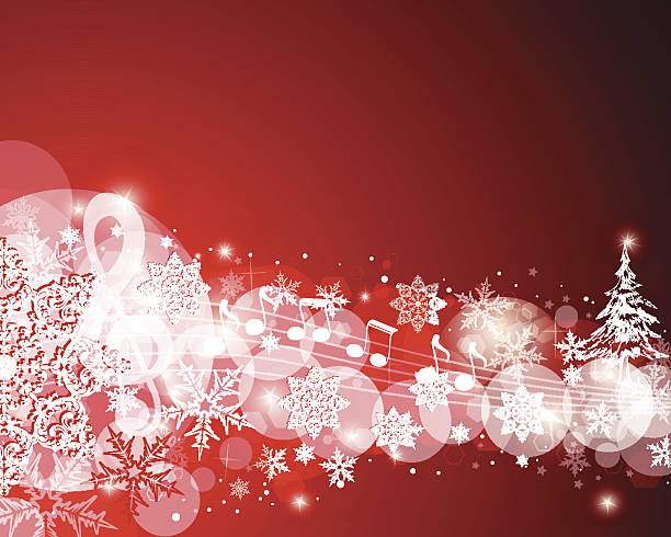 Red Christmas Background Musical Note Background. EPS 10 file.  christmas music background stock illustrations