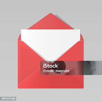 istock Red color realistic envelope mockup 891527468