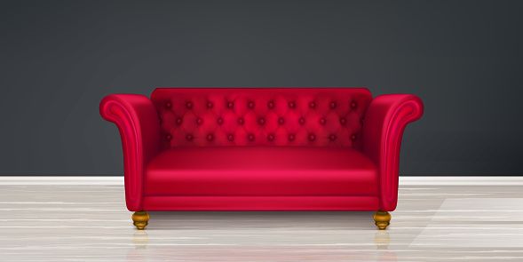 Red couch, sofa modern dwelling interior design