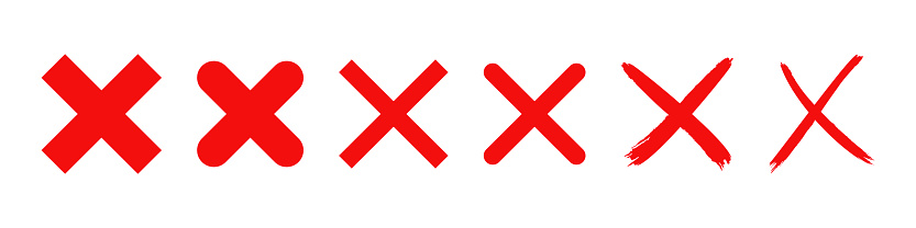 red cross x vector icon. no wrong symbol. delete, vote sign. graphic design element set white background
