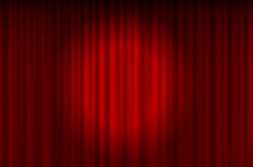 red curtain spotlit