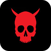istock Red Devil Skull icon 1057333190