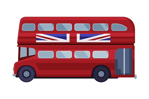 Red Double Deck Bus as Travel and Tourism Symbol Vector Illustration