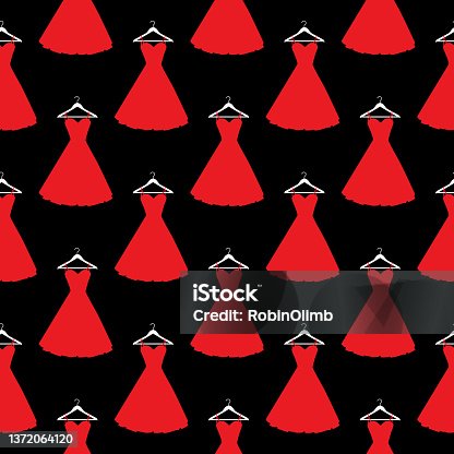 istock Red Dresses Seamless Pattern 1372064120