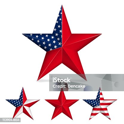 istock Red five-pointed star isolated on white 1139041854