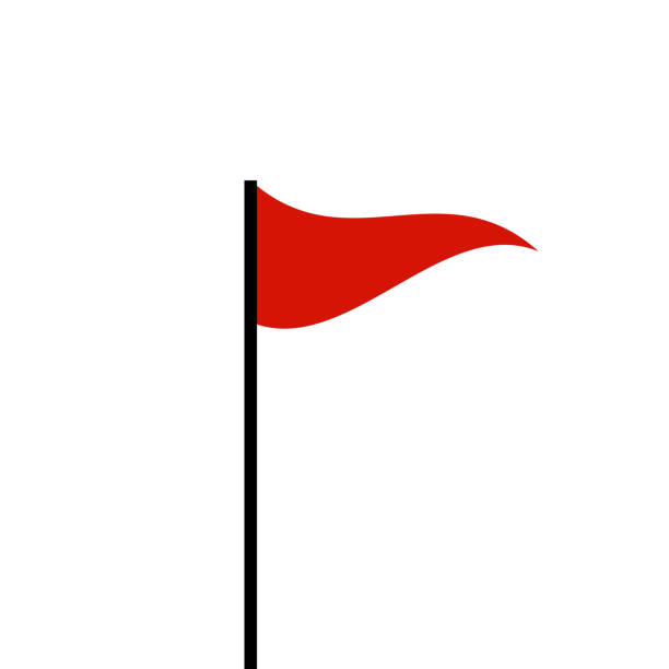 Red flag marker icon symbol vector art illustration