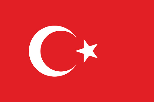 Red flag of turkey with white symbol