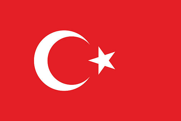 Red flag of turkey with white symbol Proportion 2:3, Flag of Turkey turkey stock illustrations
