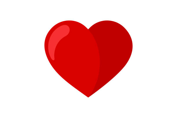 빨간색 플랫 하트 아이콘입니다. 사랑의 상징. 벡터 일러스트레이션 - 클립아트 stock illustrations