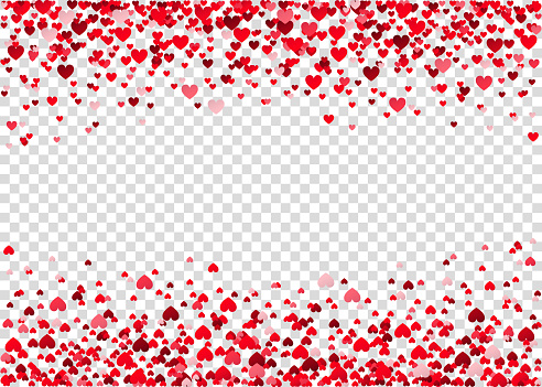 Red flying heart confetti.